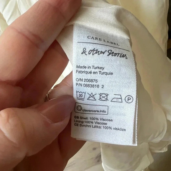 & other stories cream midi dress Button-Down Puff Sleeve Maxi bridal engagement - Picture 7 of 10